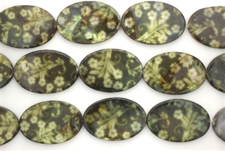 Mother Of Pearl / Green 30MM Flat Oval