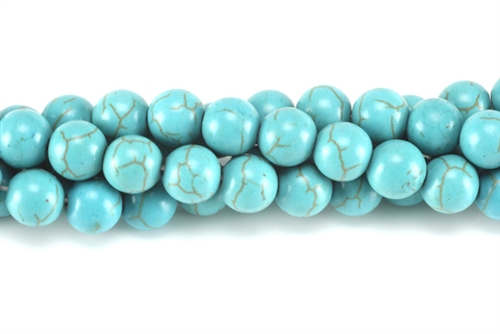 Gemstone Bead, "Turquoise" Magnesite, Round, Turquoise Blue, 10MM