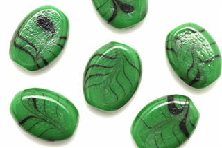 Lampwork Glass Bead / 19MM Flat Oval,Green