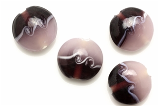 Lampwork Glass Bead / 17MM Lentil,Purple