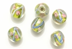 Lampwork Glass Bead, 12MM, Round, Crystal, Yellow