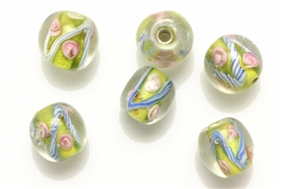 Lampwork Glass Bead / 12MM Round,Crystal,Yellow