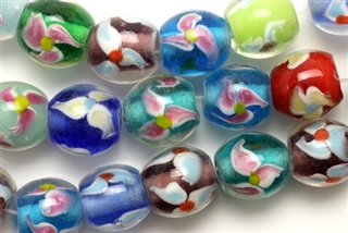 Lampwork Glass Bead / 11MM Round,Crystal,Multi