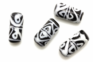 Lampwork Glass Bead / 19MM Tube Black