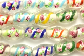 Lampwork Glass Bead / 15MM Oval,Crystal,Multi