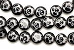 Lampwork Glass Bead / 10MM Flat Round Skull,Black