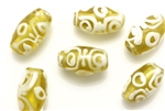 Lampwork Glass Bead / 18MM Oval,Yellow,White