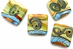 Lampwork Glass Bead / 16MM Flat Square,Multi
