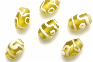 Lampwork Glass Bead / 14MM Oval,Yellow
