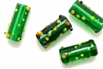Lampwork Glass Bead / 21MM Tube,Green Bumpy