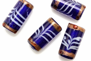 Lampwork Glass Bead / 21MM Tube,Cobalt Blue