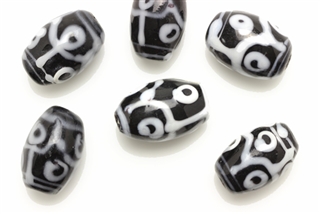 Lampwork Glass Bead / 15MM Black,Barrel