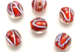 Lampwork Glass Bead / 12MM Round,Crystal,Red