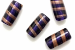 Lampwork Glass Bead / 19MM Tube,Cobalt Blue,Copper