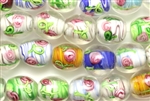 Lampwork Glass Bead / 12MM Barrel,Crystal,Multi