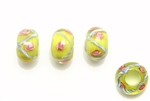 Large Hole Lampwork Glass Bead / 12MM Rondelle Pale Olive Green