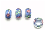 Large Hole Lampwork Glass Bead / 12MM Rondelle Blue