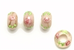 Large Hole Lampwork Glass Bead / 12MM Rondelle Pink