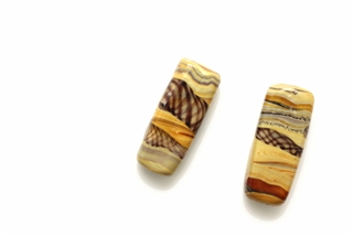Lampwork Glass Bead / 23MM Rectangle,Caramel Swirl,Inlaid Translucent Stripe