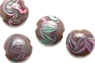Lampwork Glass Bead / 17MM Lentil,Dark Purple