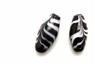Lampwork Glass Bead / 25MM Black,Oval