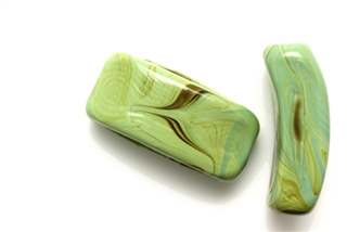 Lampwork Glass Bead / 28MM Curved Rectangle,Green