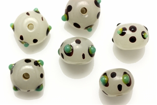 Lampwork Glass Bead / 13MM Rondelle,Off White Bumpy