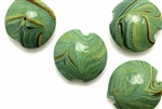 Lampwork Glass Bead / 19MM Lentil,Green
