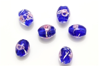 Lampwork Glass Bead / 10MM Oval,Crystal,Blue