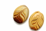 Lampwork Glass Bead / 24MM Flat Oval,Caramel Swirl