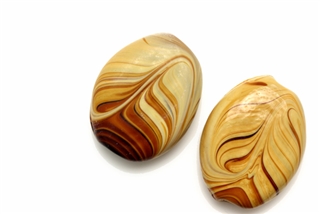 Lampwork Glass Bead / 24MM Flat Oval,Caramel Swirl