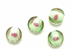 Lampwork Glass Bead / 12MM Lentil,Green,Red