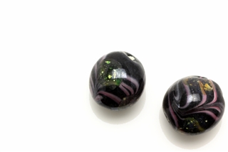 Lampwork Glass Bead / 15MM Round Black,Gold Fleck