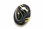 Lampwork Glass Bead / 30MM Oval,Black Caramel Swirl