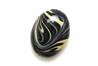 Lampwork Glass Bead / 30MM Oval,Black Caramel Swirl