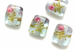 Lampwork Glass Bead / 16MM Rectangle Flower,Blue