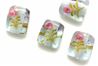 Lampwork Glass Bead / 16MM Rectangle Flower,Blue