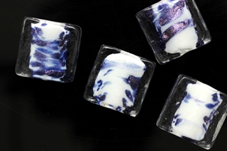 Lampwork Glass Bead,Murano Style / 15MM Square,Crystal