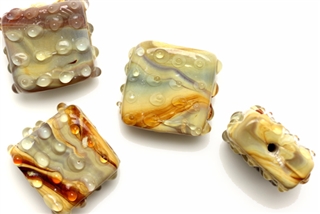 Lampwork Glass Bead / 16MM Caramel Square