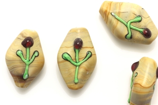 Lampwork Glass Bead / 23MM Oval,Caramel,Southwest