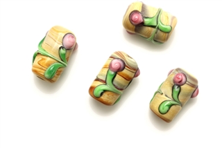 Lampwork Glass Bead / 14MM Tube,Caramel,Southwest