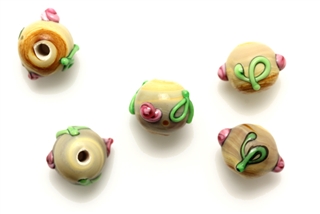 Lampwork Glass Bead / 10MM Round,Caramel,Southwest