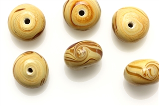 Lampwork Glass Bead / 14MM Rondelle,Caramel