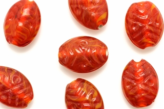 Lampwork Glass Bead / 19MM Oval,Red