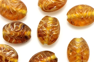 Lampwork Glass Bead / 19MM Oval,Topaz
