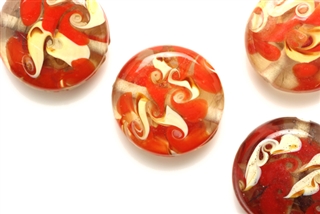 Lampwork Glass Bead / 20MM Flat Round,Crystal