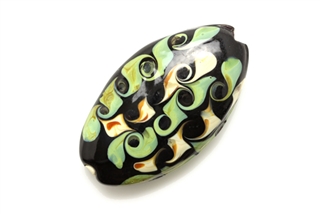 Lampwork Glass Bead / 35MM Flat Oval,Black