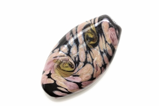 Lampwork Glass Bead / 35MM Flat Oval,Black Purple