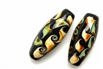 Lampwork Glass Bead / 30MM Black,Oval