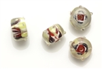 Lampwork Glass Bead / 12MM Rondelle,Crystal,Red Bumpy